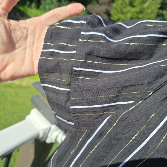 Ann Taylor Metallic Stripe Tie Neck Blouse, Size L, EUC - Picture 7 of 8